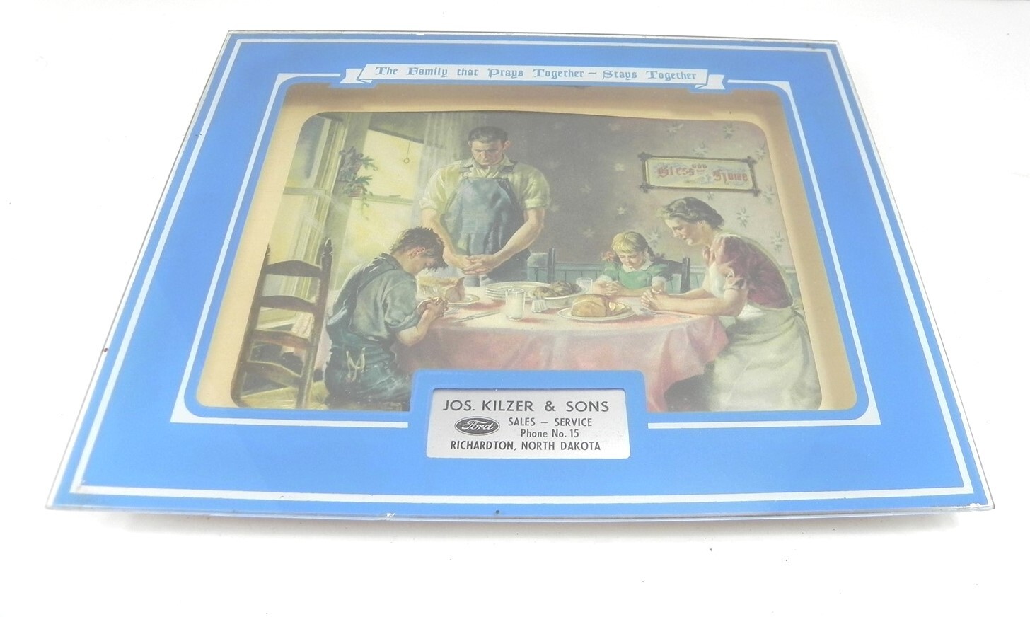 VINTAGE FORD DEALER NORTH DAKOTA RELIGIOUS PRAYER WINDOW FRAME STYLE PRE-OWNED