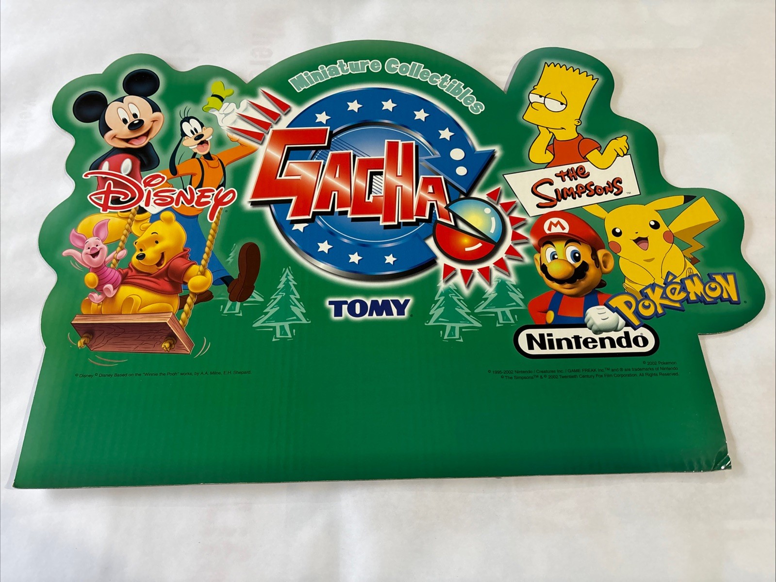 Gacha TOMY Cardboard Advertising Display Disney Nintendo Pokemon (2002) 23″x17″