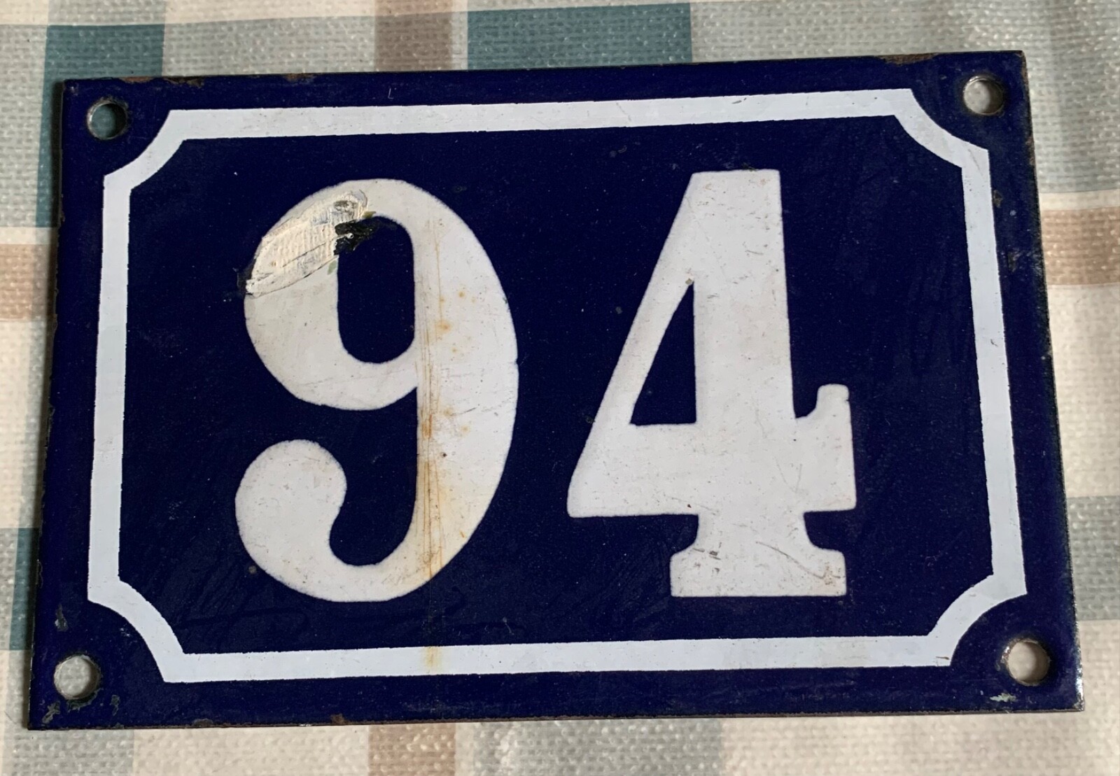 Old street number house enamel plaque 10×15 cm number 94
