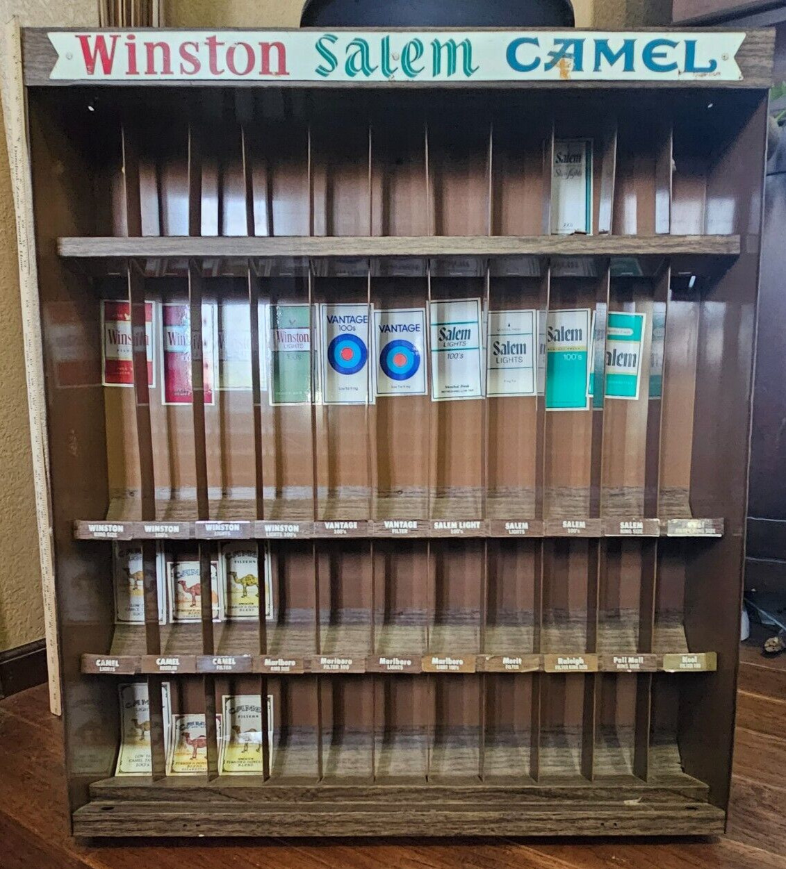 Vtg Metal Cigarette Display Case Advertising Camel Winston Salem 25.5″x5″x 29.5″