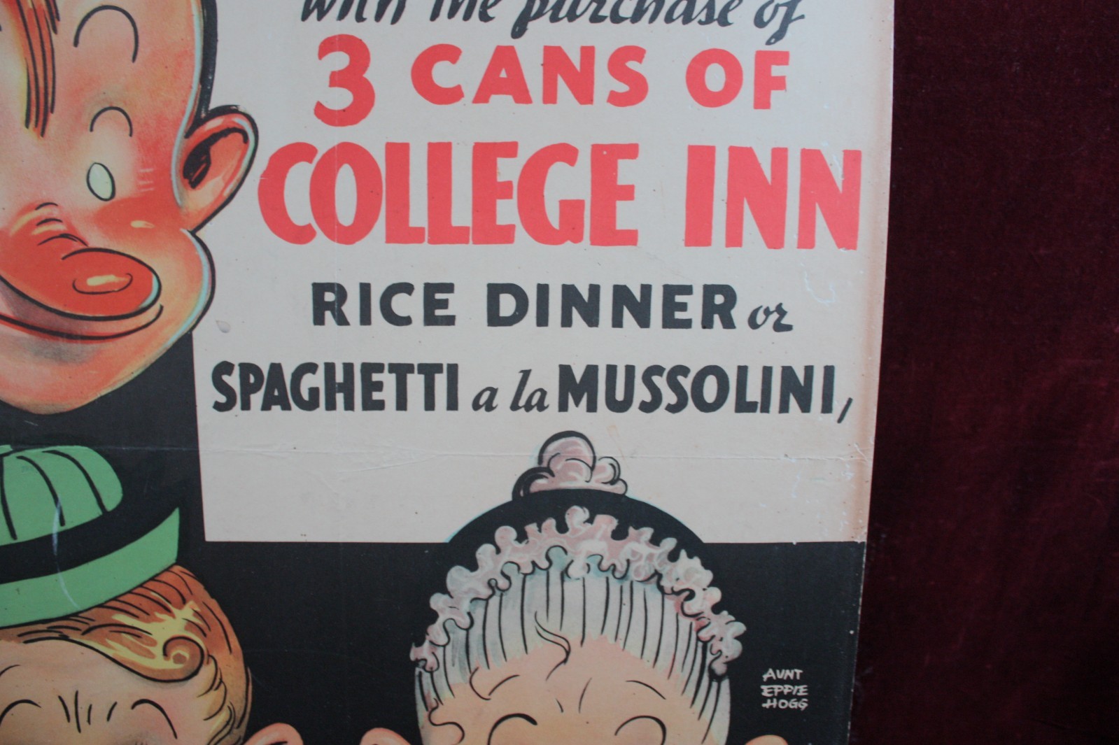 * ANTIQUE TOONERVILLE FOLKS ADVERTISING POSTER SIGN 1920’S LITHO EISON-FREEMAN *