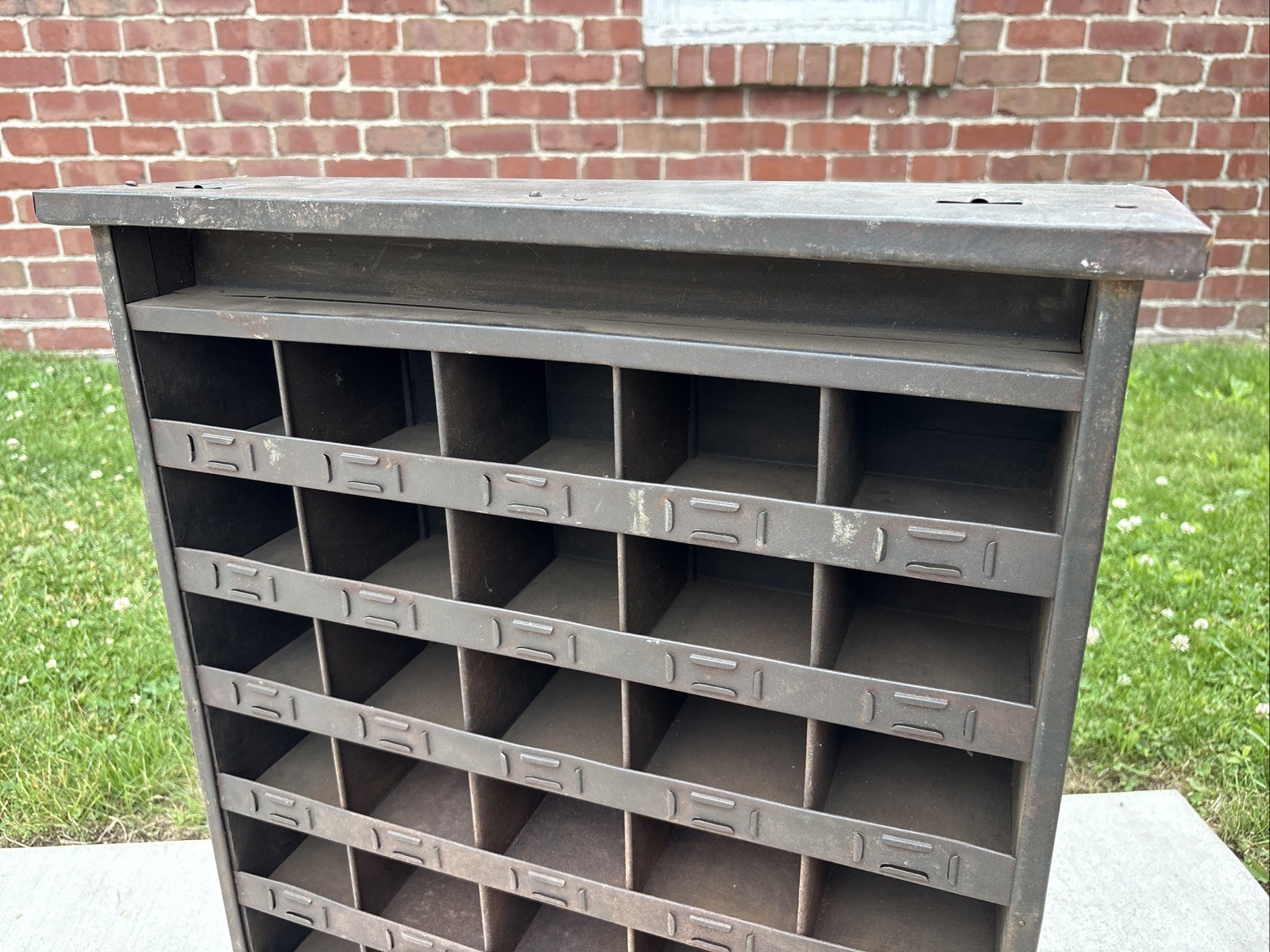 Antique Metal Parts Bin Cabinet Industrial Metzger Chicago Store Counter Display