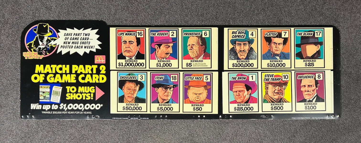 Dick Tracy MacDonald’s Vintage Crime Stopper Large Promo Sign! SUPER RARE – 1990