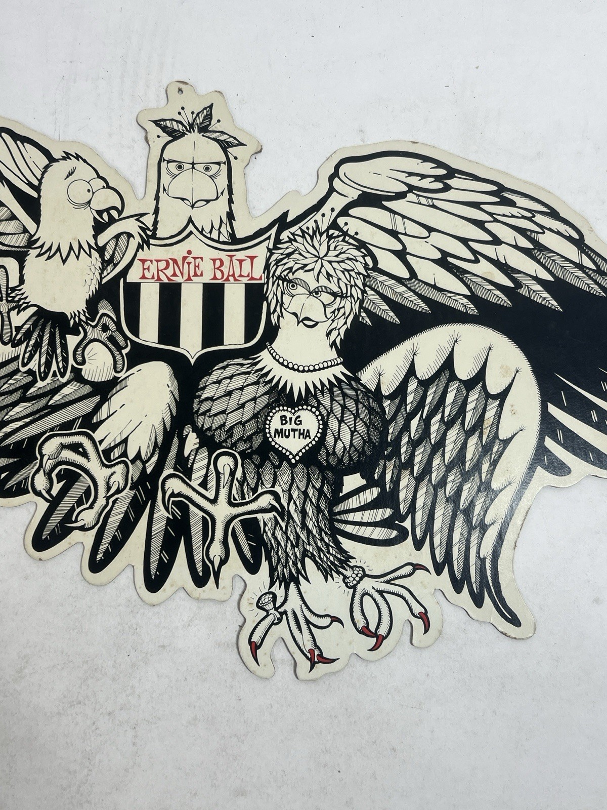 Vintage Ernie Ball Big Mutha Eagle Die Cut Guitar Store Display Sign Promo
