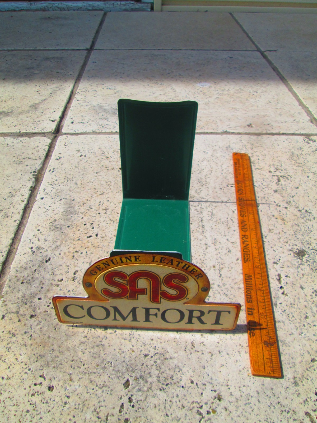 Vtg Tin Metal SAS Shoe Sign 5.5″ X 5″ X 6.5″ 2-Sided Shoe Display Stand #2