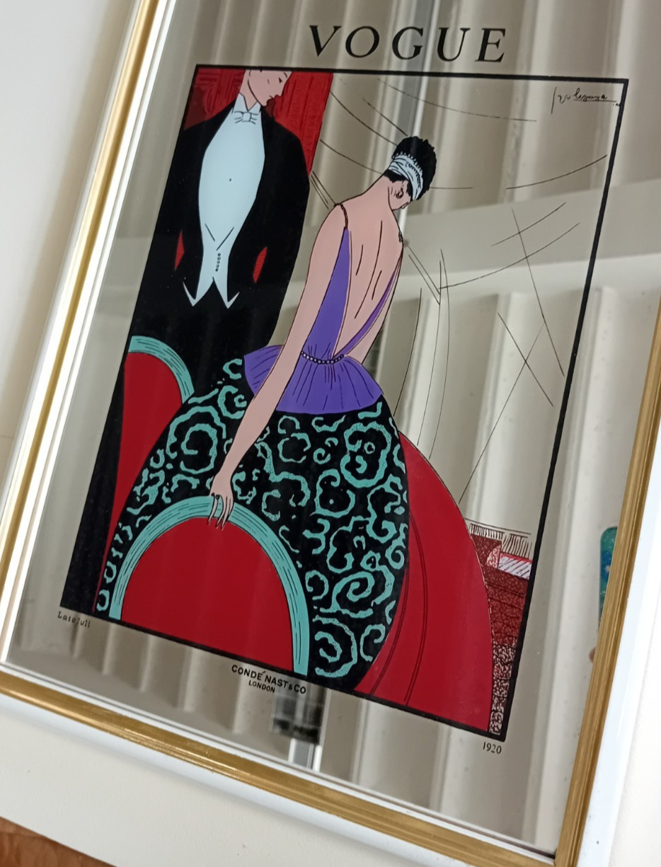 Vintage Mirror VOGUE Illustration Georges Lepape 1920 Art Deco Fashion Art