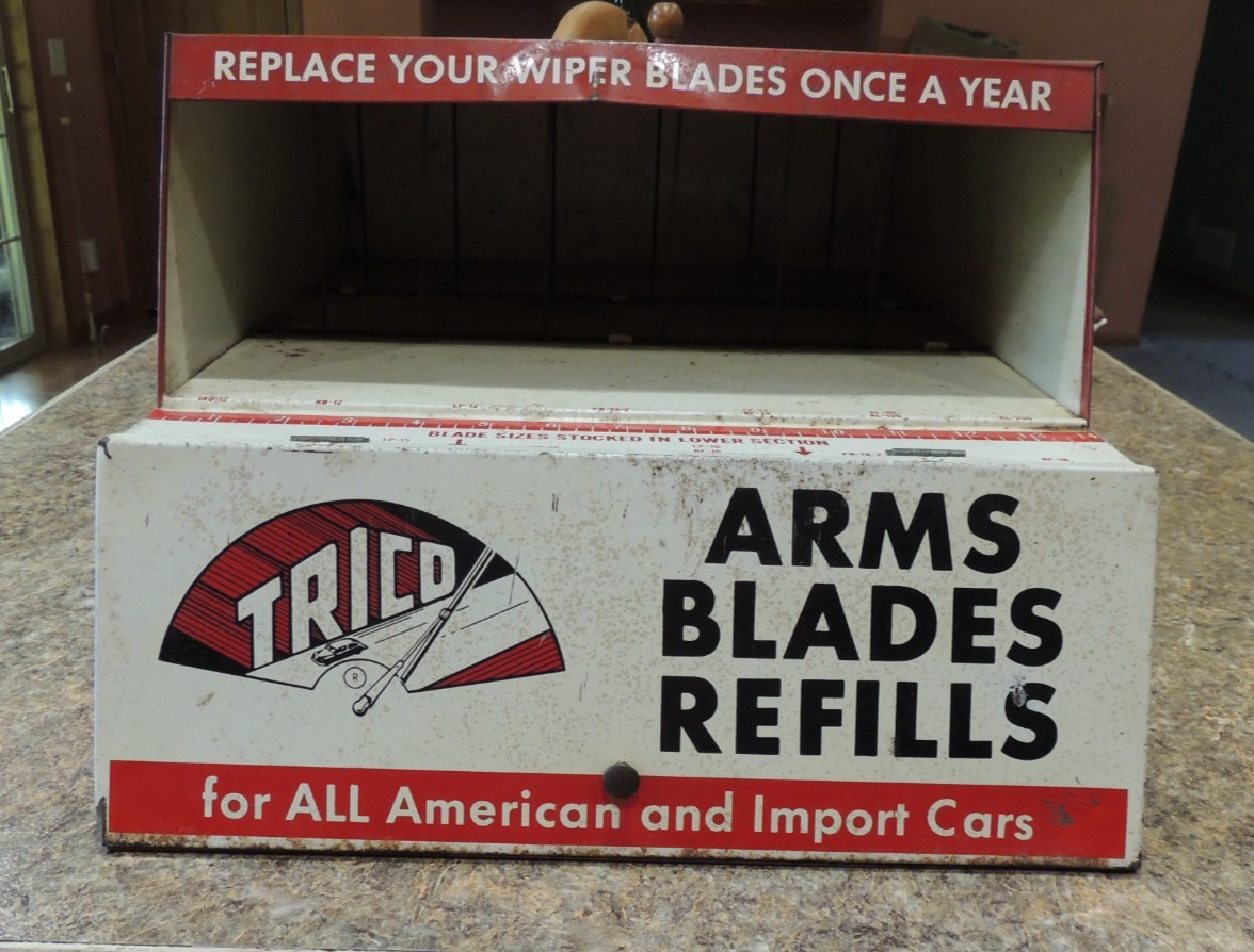 Vintage GM dealer 10X14X18 TRICO windshield wiper/arms/ display cabinet