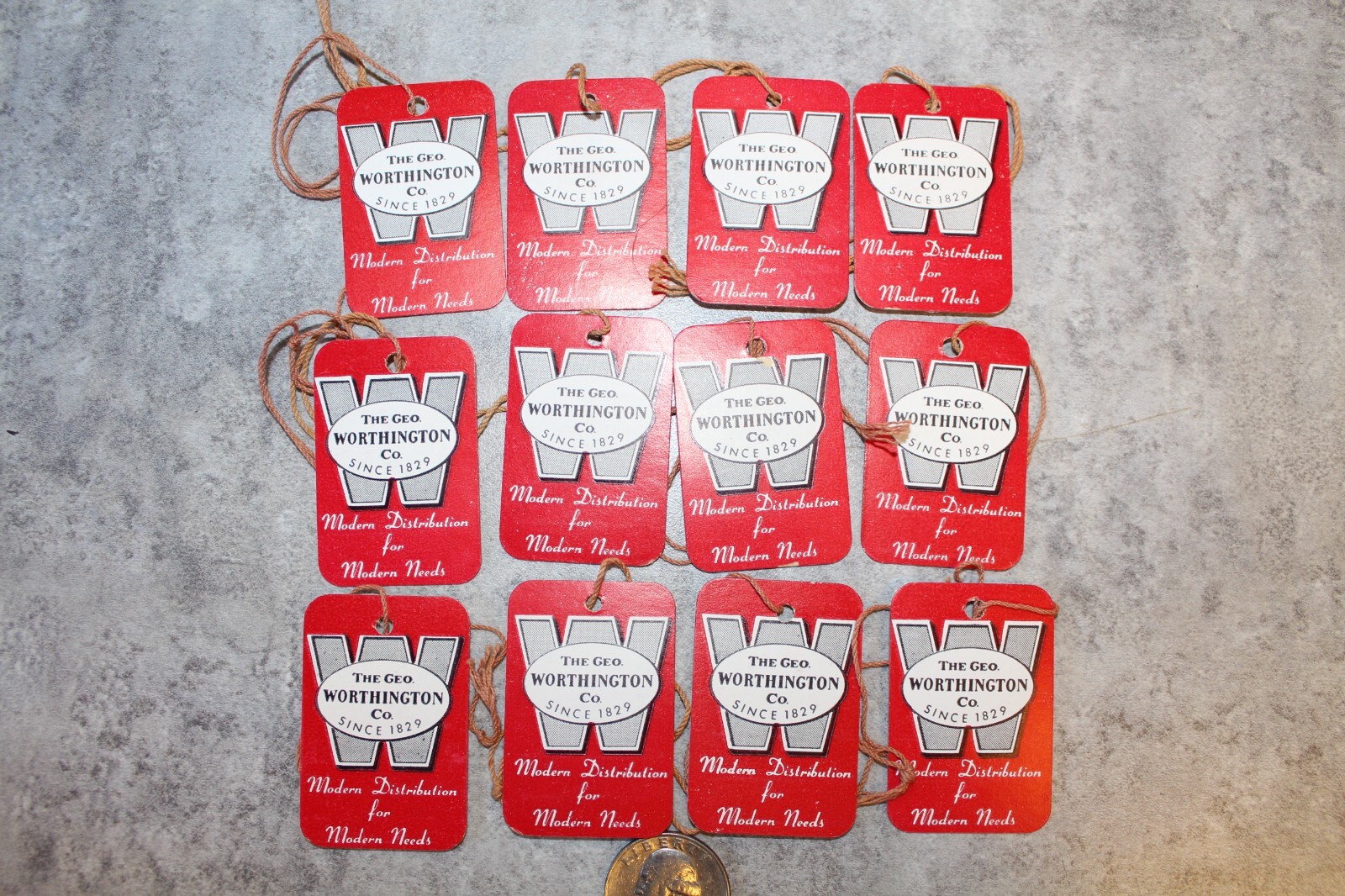 LOT OF 12 VINTAGE 1940’S-1950’S HARDWARE STORE STRING TAGS WORTHINGTON TOOLS #3