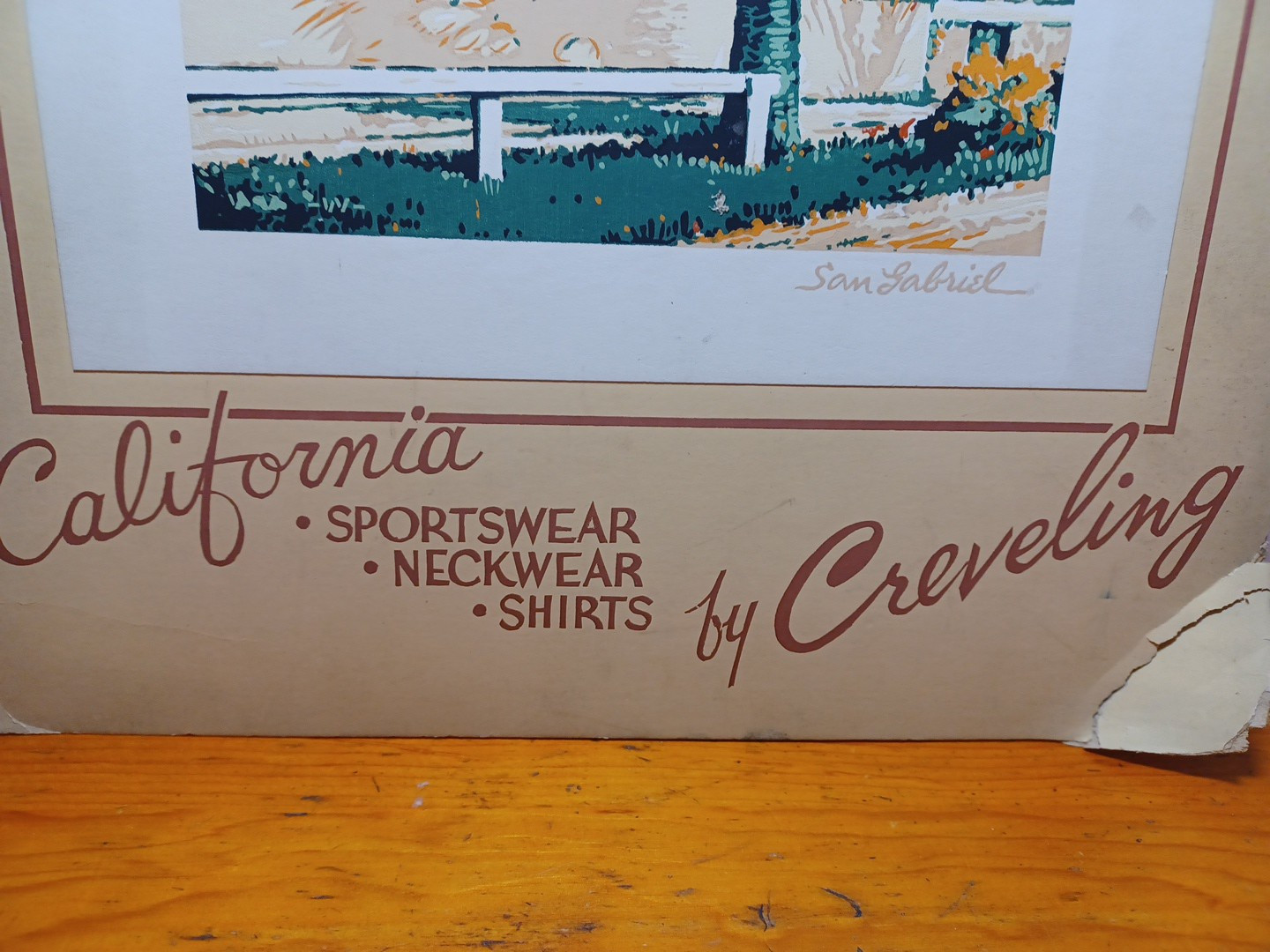 Vintage Creveling Sportswear Shirts California Cardboard Store Display JRRTS