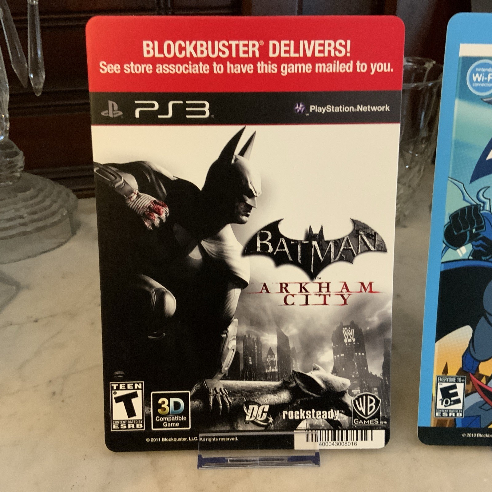 LOT OF 2 BATMAN BLOCKBUSTER VIDEO BACKER CARDS 5″X8″ PS3 & Wii