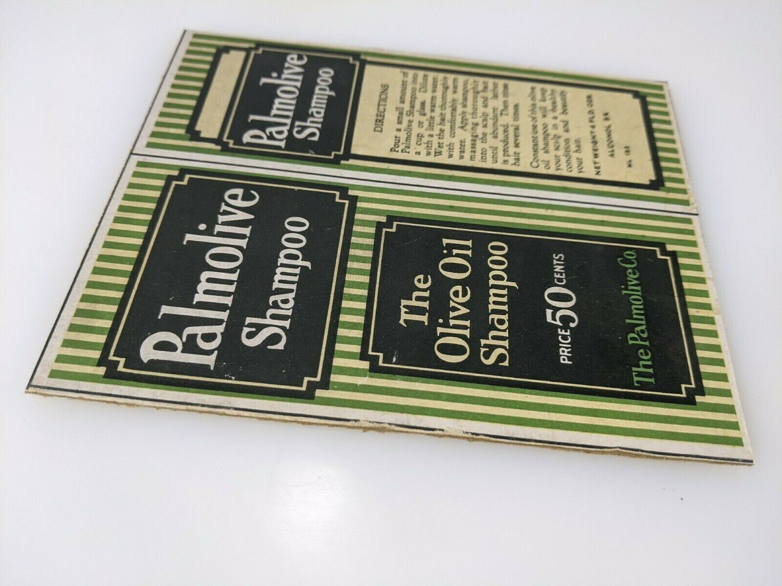 Vintage Palmolive Olive Oil Shampoo 50 Cents Cut Store Cardboard Advertising