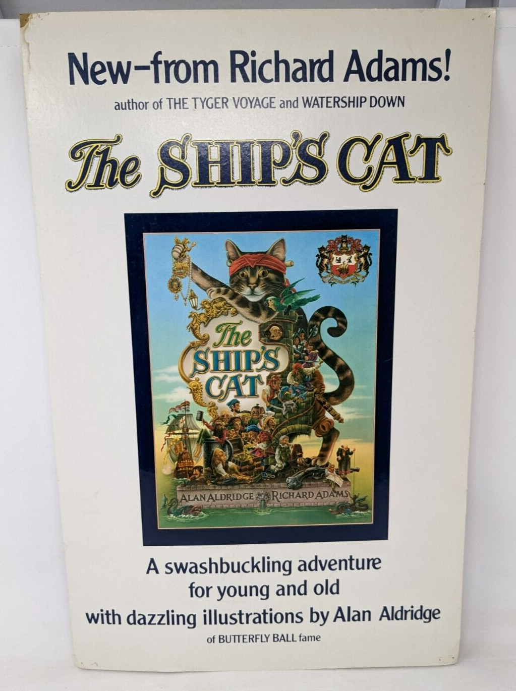 Richard Adams The Ship’s Cat Watership Down Book Store Display Sign Standee VTG