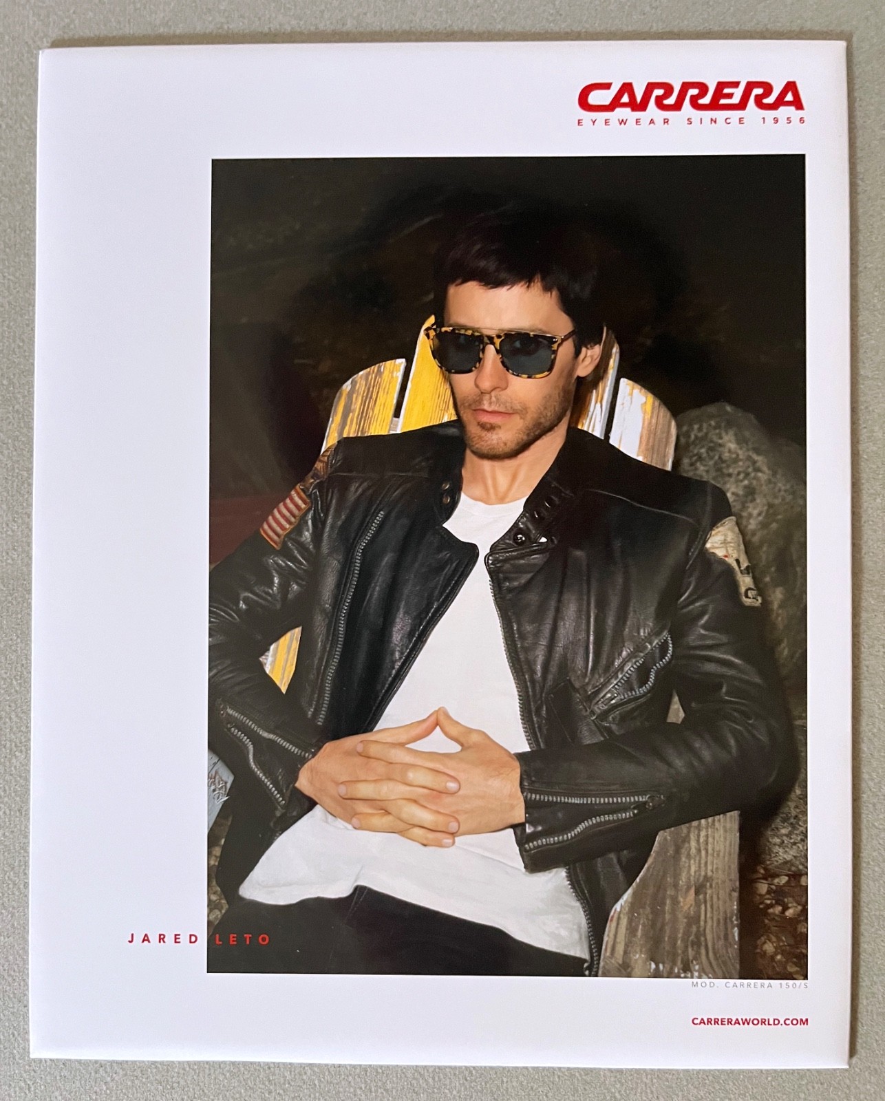 2017 Unused Jared Leto for Carrera Eyewear Store Display Counter Easel 8×10 Card