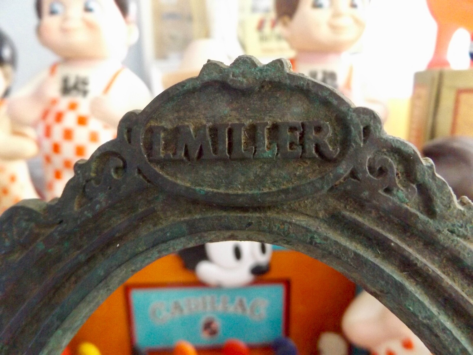 VINTAGE I. Miller Beautiful Shoes Cast Iron Advertising Mirror Holder
