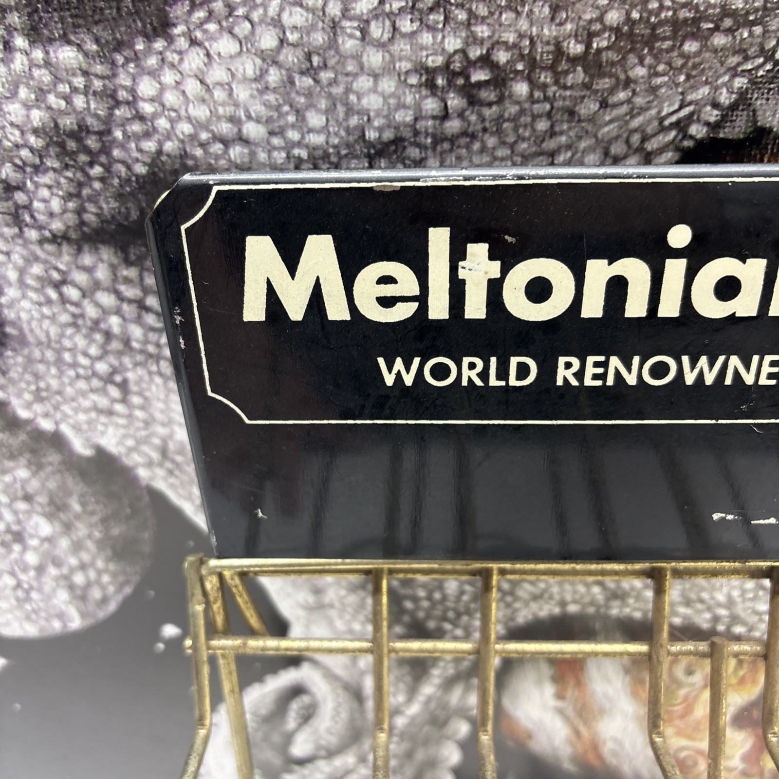 Vintage Meltonian English Shoe Cream Store Counter Display Rack Leather Polish