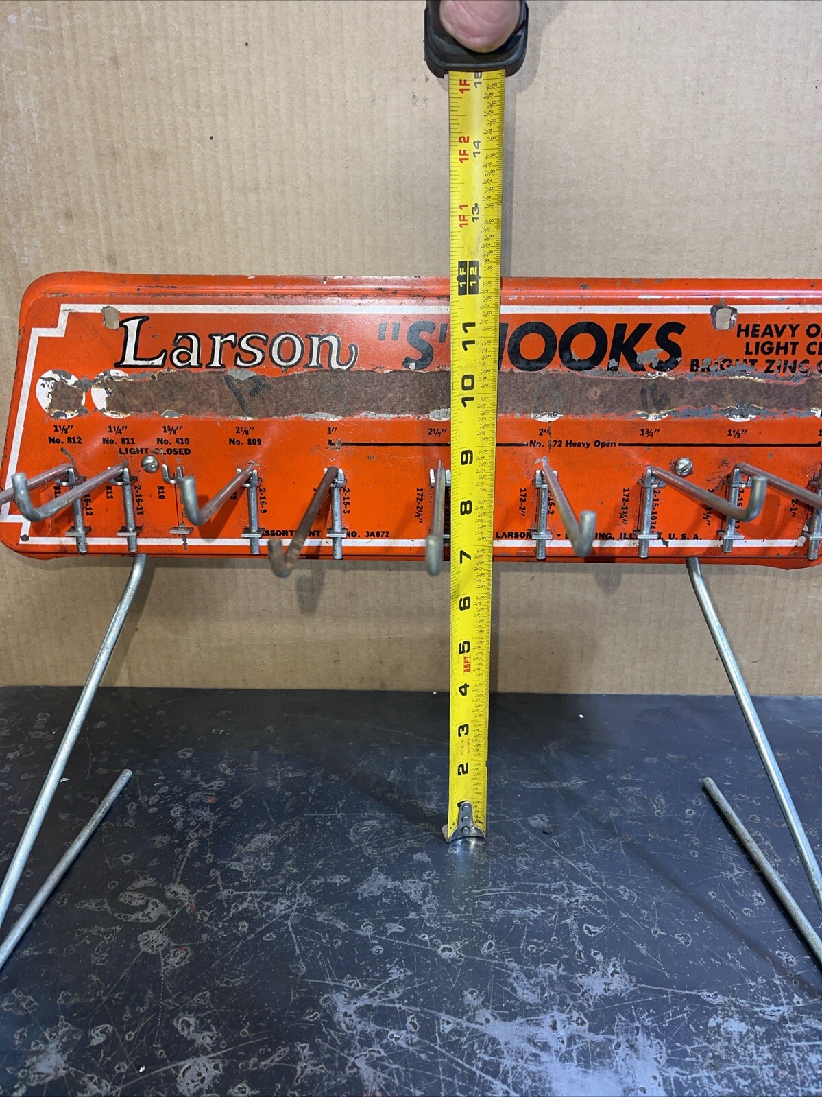 Antique Vintage Larson S Hooks Hardware Display Rack Tin