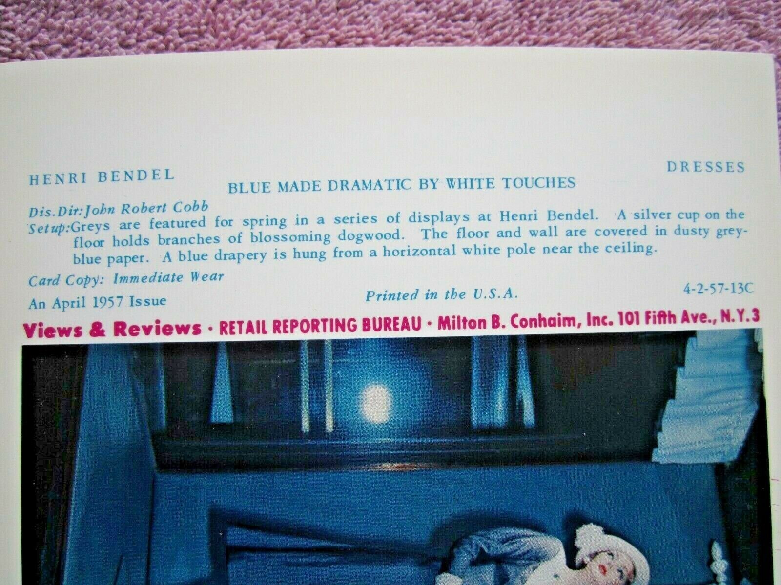 1957 HENRI BENDEL STORE WINDOW DISPLAY DRESSES PHOTOGRAPH PRINT #250