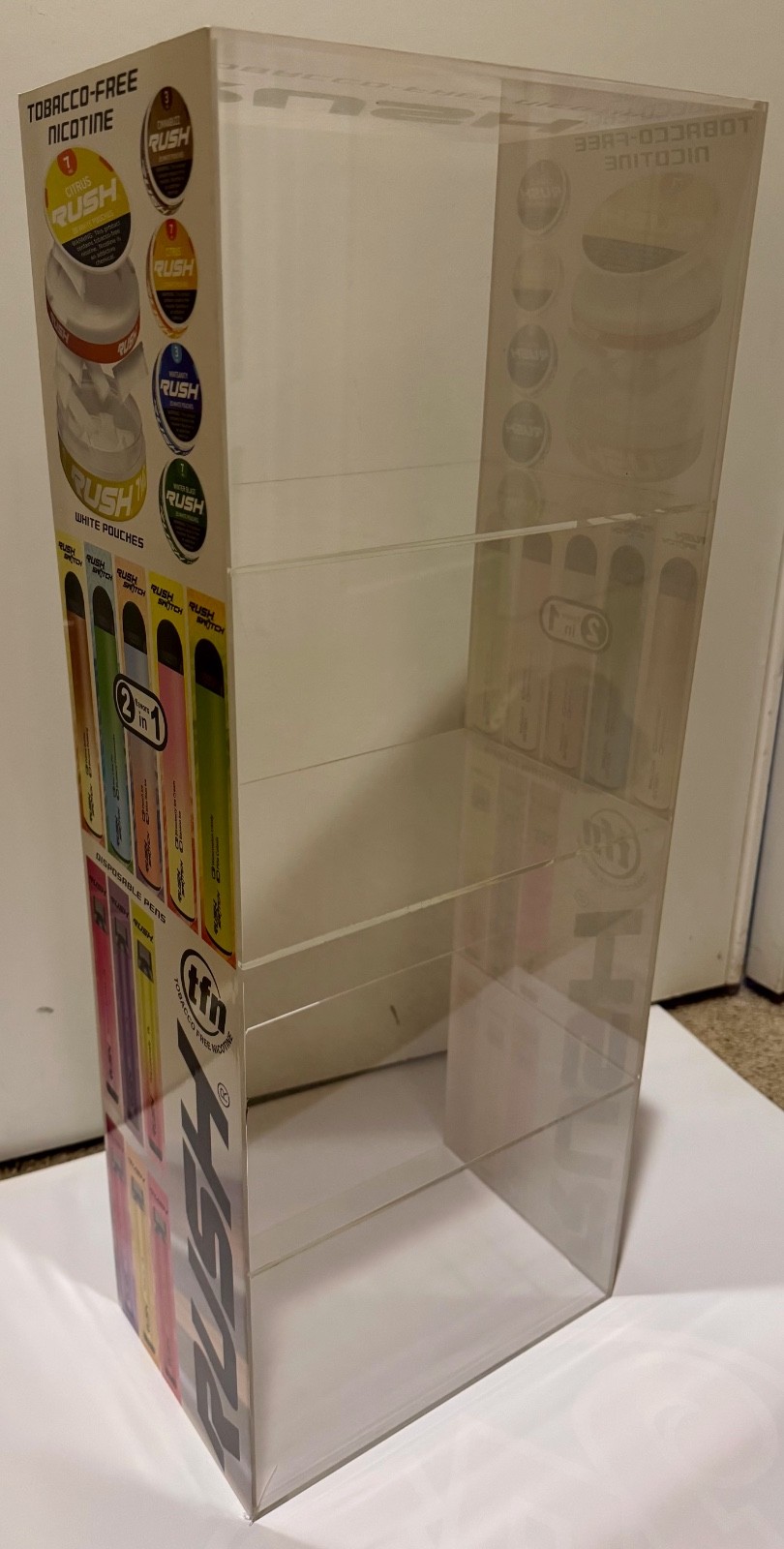 RUSH ACRYLIC DISPLAY STAND – SMOKE SHOP / CONVENIENCE STORE – BRAND NEW