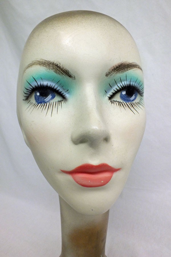 Vintage 1970s Fashion Tress Hat Wig Stand Head Store DIsplay Alien Long Neck