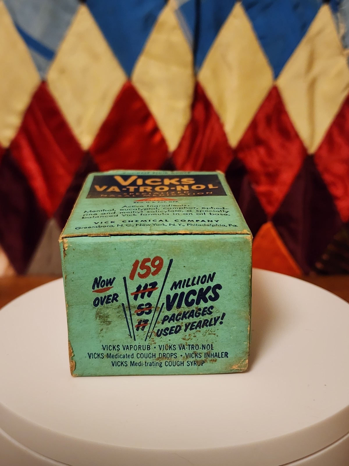 Vintage VICKS VapoRub and VICKS VA-TRO-NOL nose drops full sealed bottles w/ box