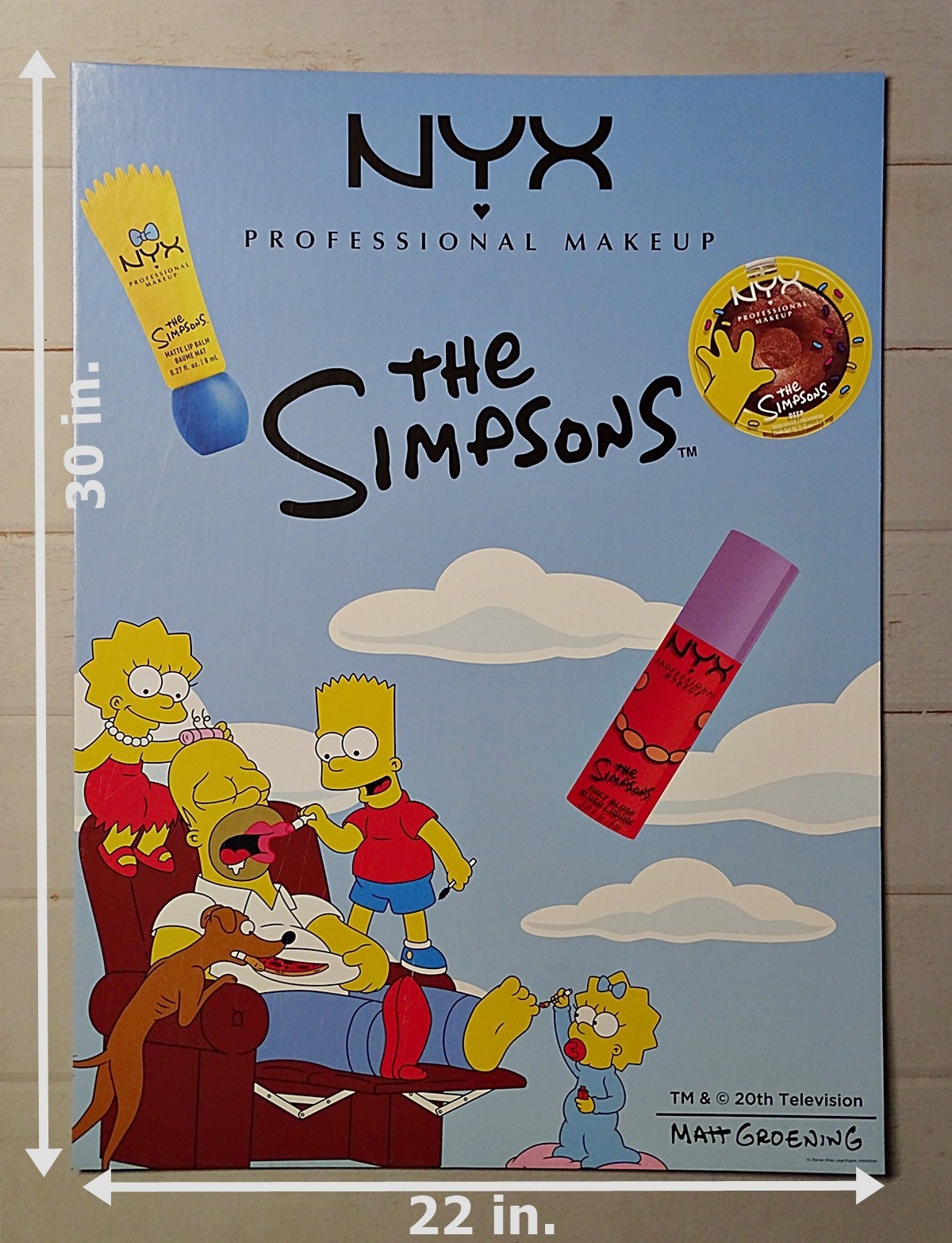THE SIMPSONS NYX Ulta Promo Store Display Poster Sign Rare 30×22 HOMER