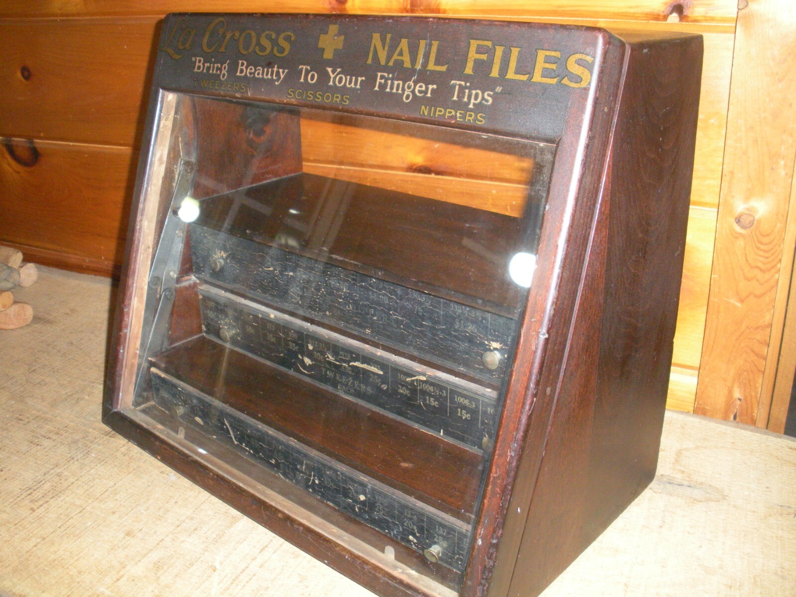 Vintage Store Display La Cross Nail Files, Tweezers, Sissors, Nippers