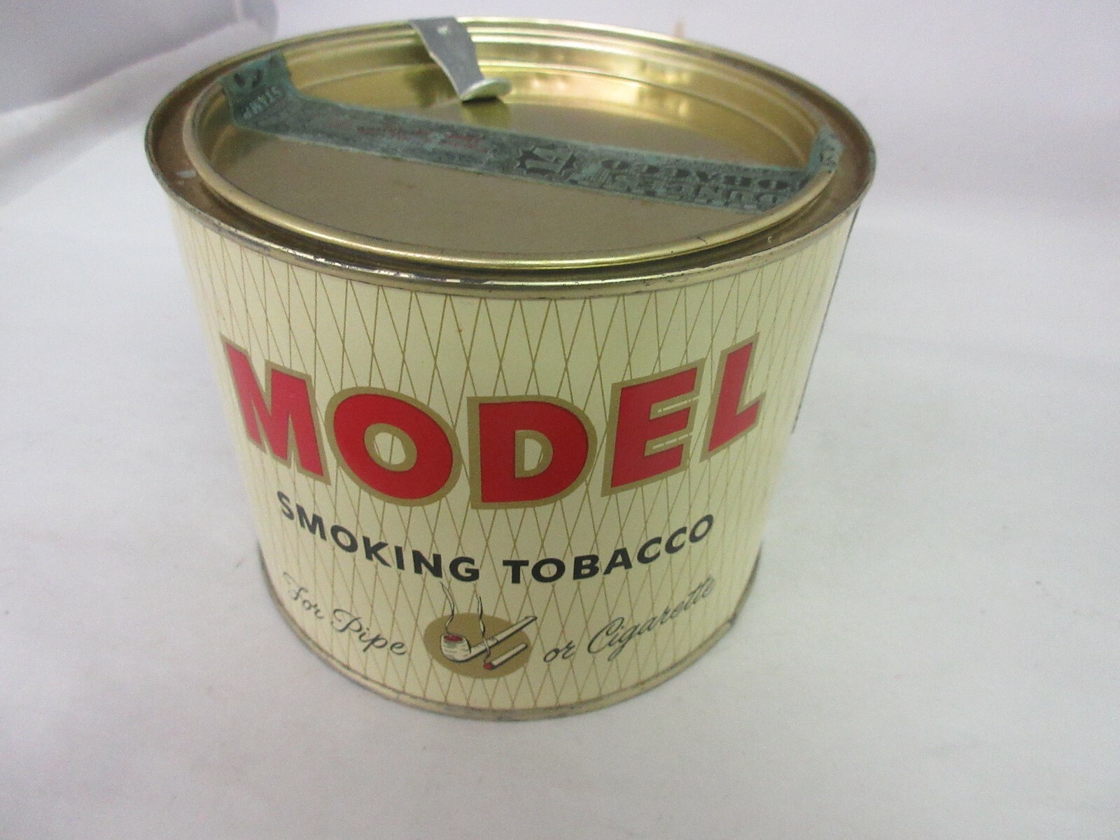 VINTAGE ADVERTISING MODEL WHITE ROUND CANISTER TIN 449-