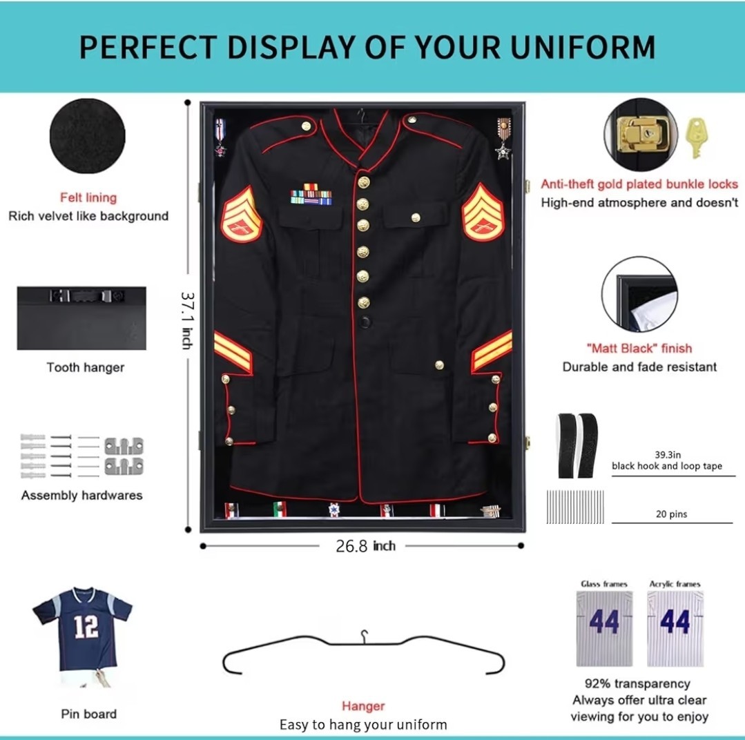 KCRasan Military Uniform Display Case – Police Uniform Display Frame