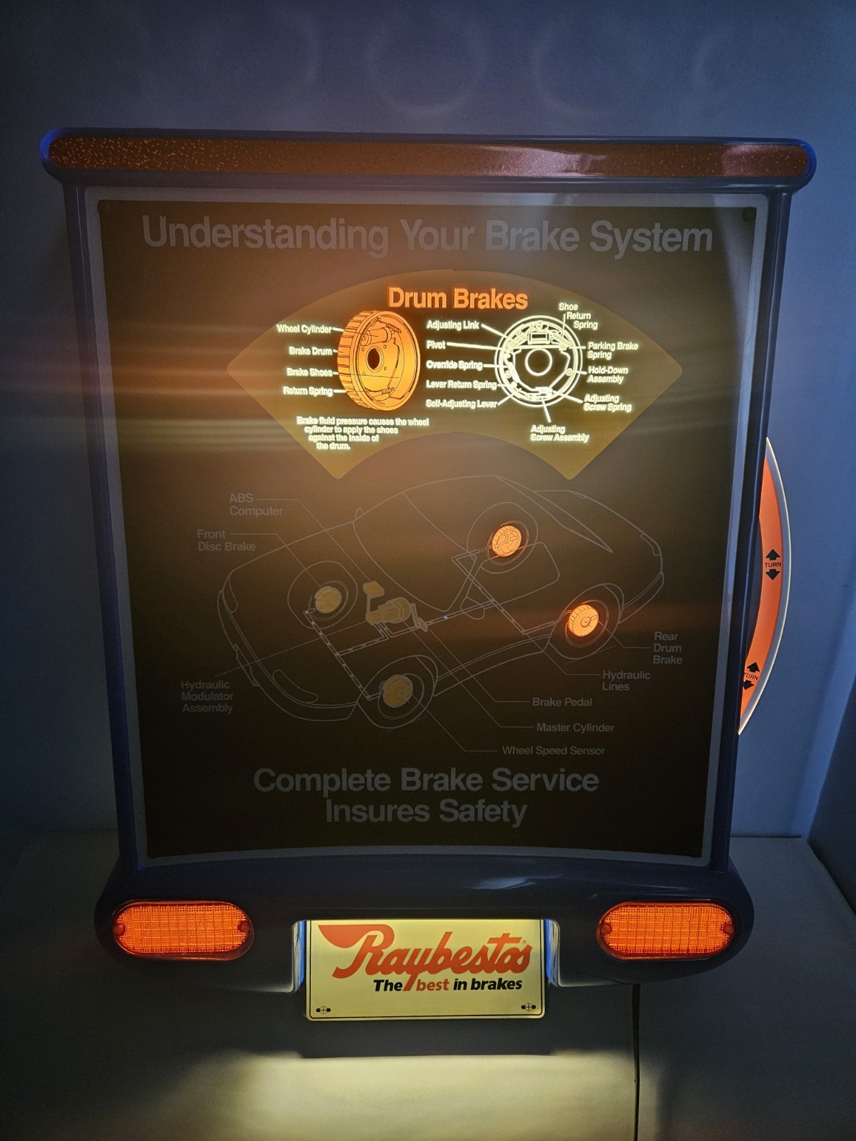 Lighted Shop Sign Raybestos Interactive Brake System Automotive Store Man Cave