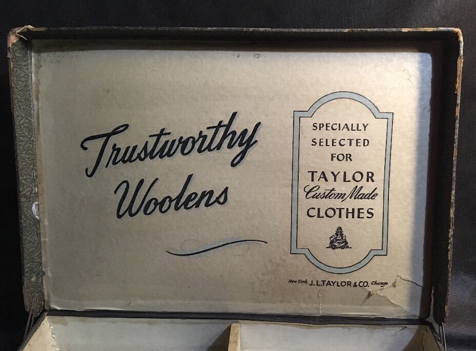 Antique J L Taylor & Co. Taylor Custom Made Clothes Woolens Box New York Chicago
