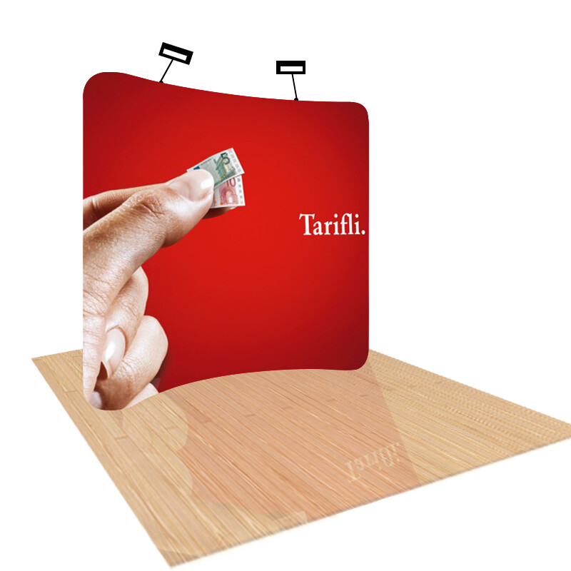 7.5ft Curved Portable Back Wall Display Tension Fabric Backdrop + Custom Graphic