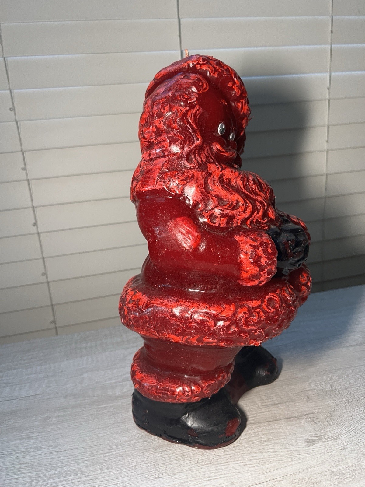 Rare MCM Tavern Candle Solid Wax SANTA Store Display 24” Vintage Christmas Grail