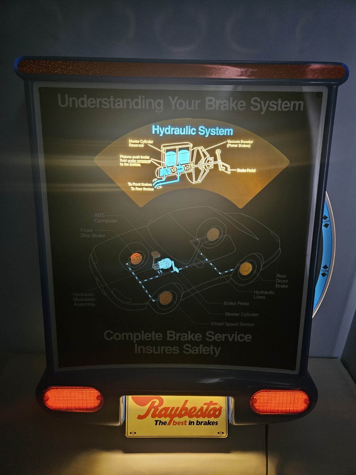 Lighted Shop Sign Raybestos Interactive Brake System Automotive Store Man Cave