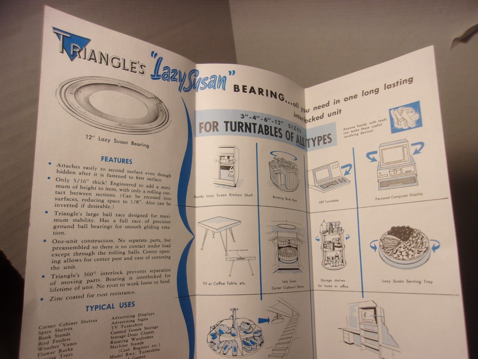 Triangle Co Rotating Bearing Lazy Susan Oshkosh WI Store Counter Display Sign
