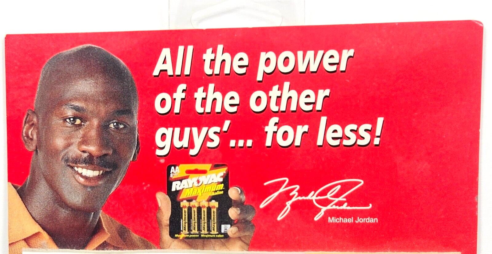 1998 Michael Jordan Rayovac 6.5 x 6 Store Display Advertising Piece with Coupons