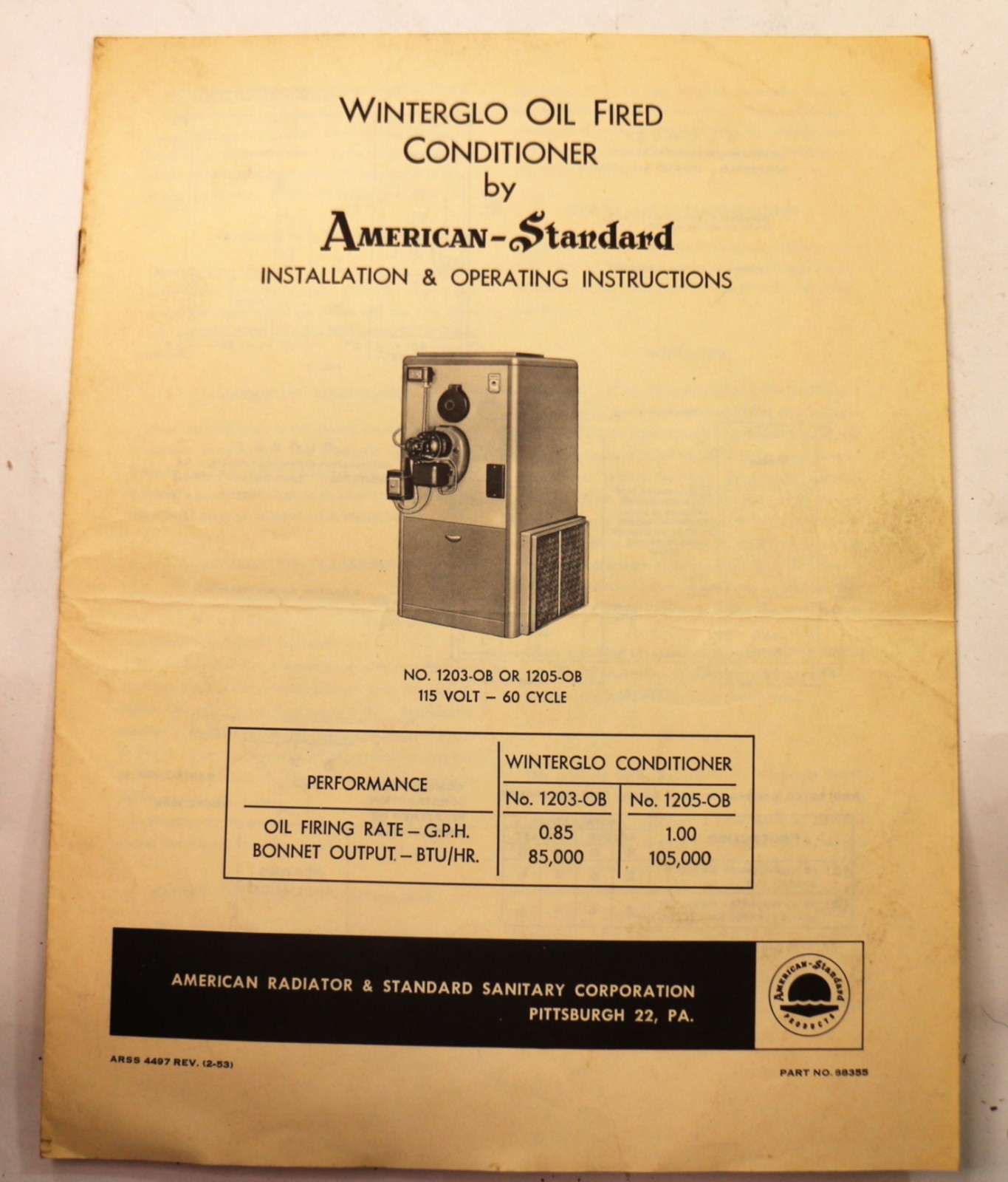 Lot of 9 American Standard Oil Burner Air Conditioner Heater Pamphlets 1950