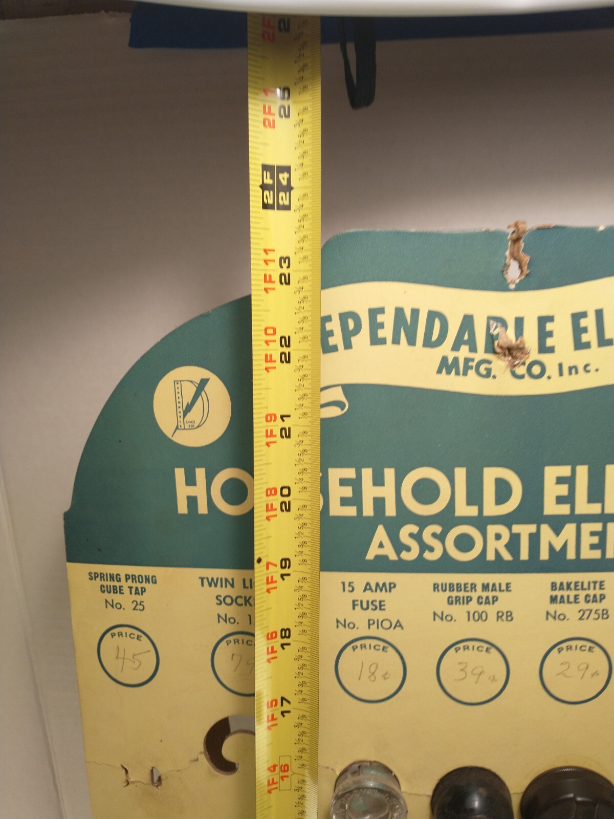 Vintage Countertop Store Display Dependable Electric Cardboard w/ 33ct Stock