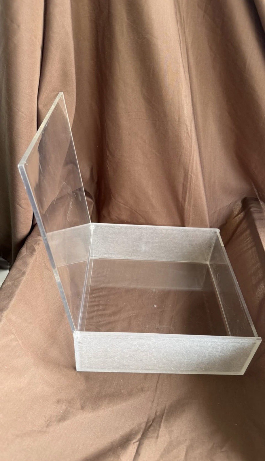 Calvin Klein Clear Acrylic Display Box Store Fixture Tray 9.75” x 9.75” x 3.3”
