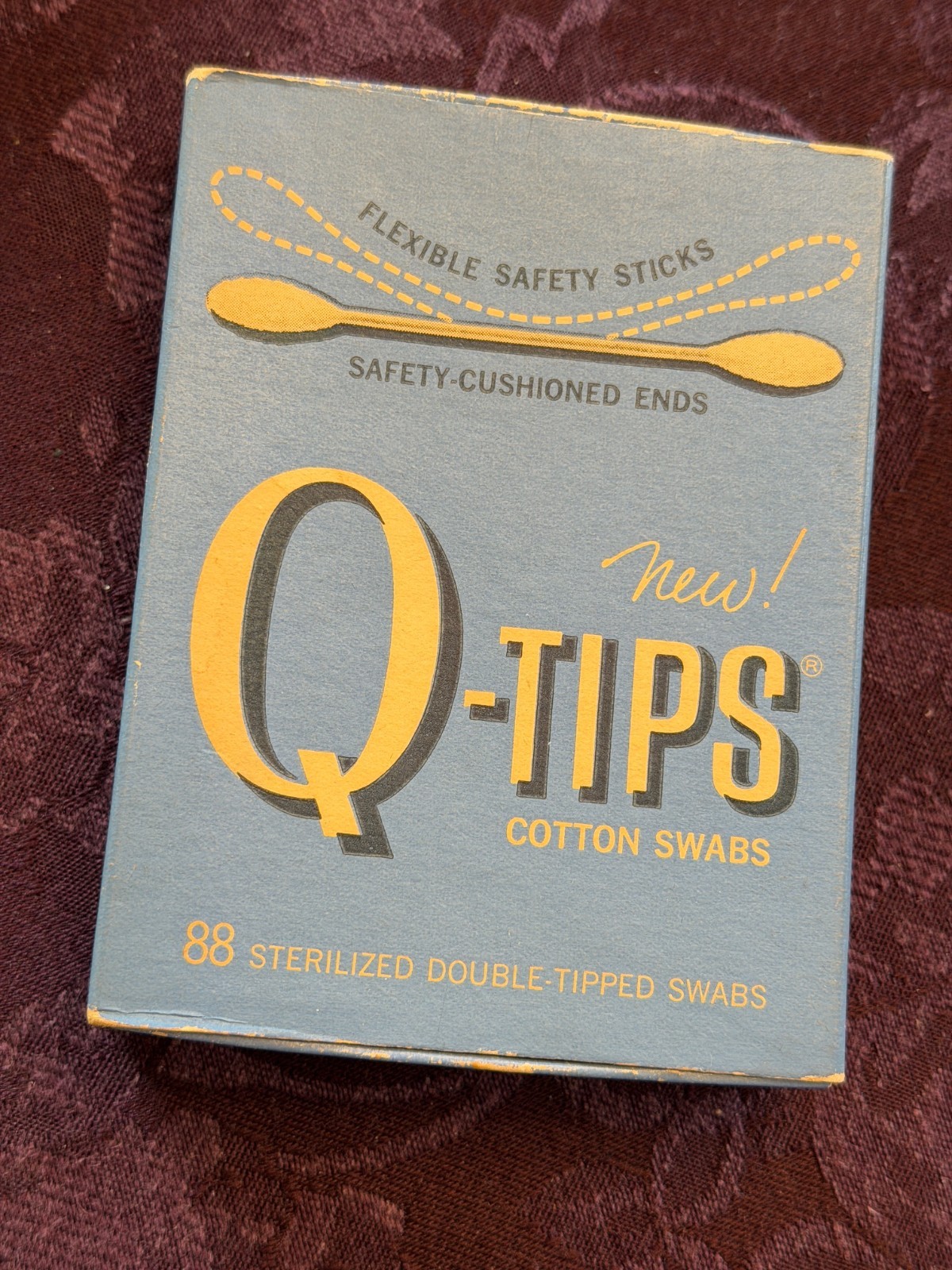 Vintage Q Tips Original Packaging Box 1960s 59 cents