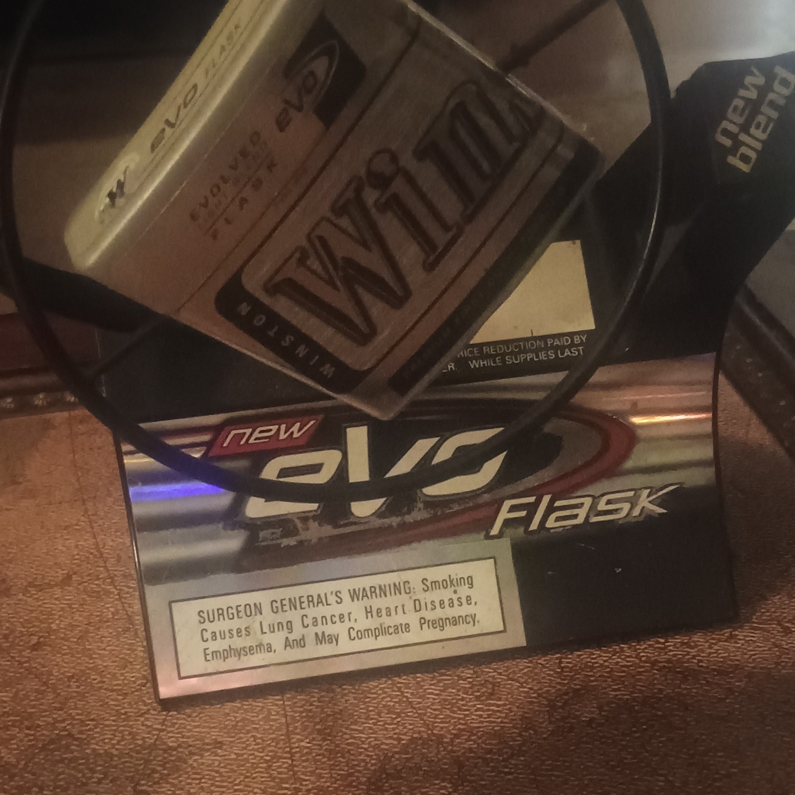 Winston Evo Flask Store Display Advertising Silver Black Collectible Retail Sign