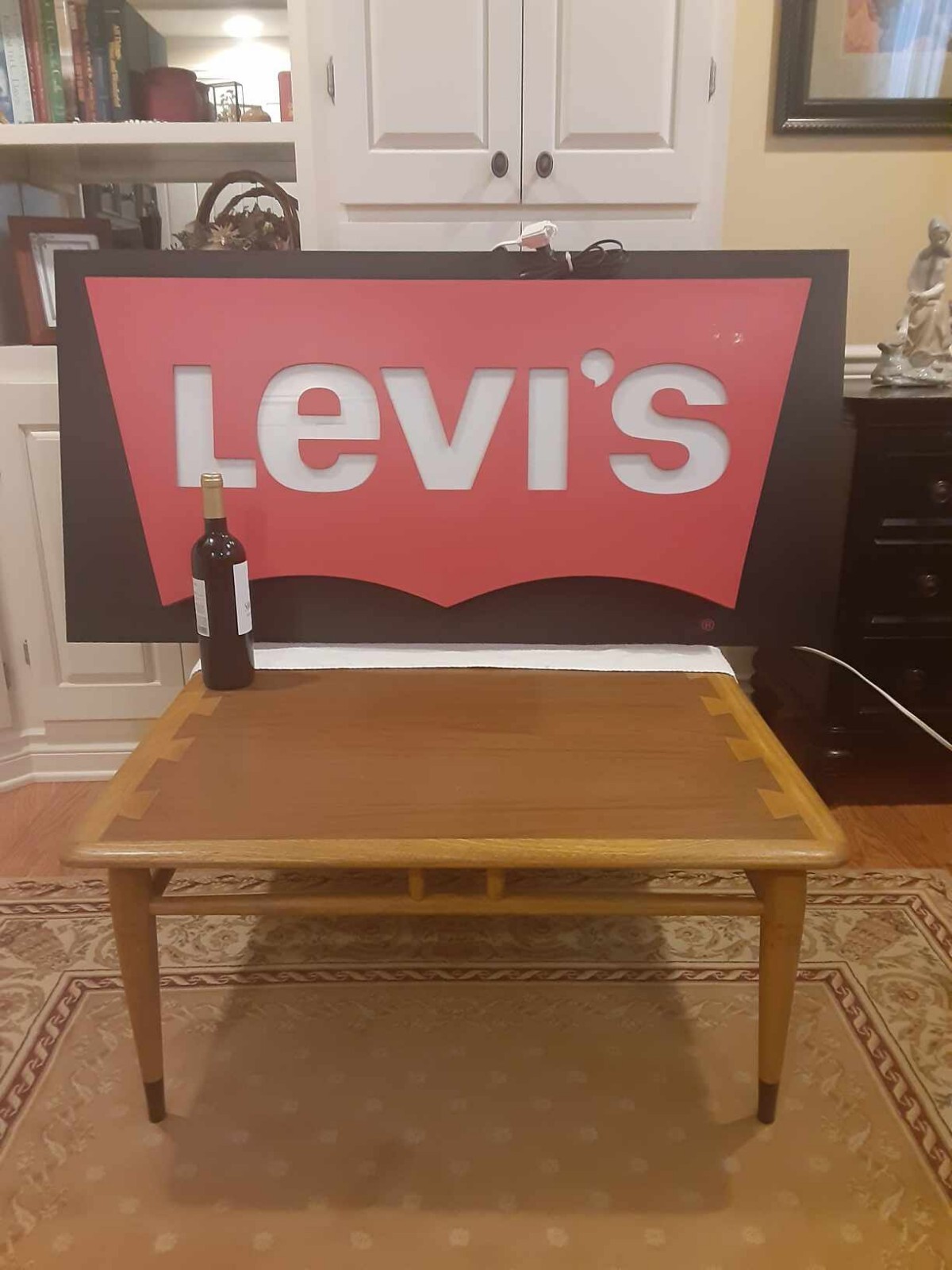 vintage working Levi’s store sign Lighted, large 24″ x 48″, red/black excel cond