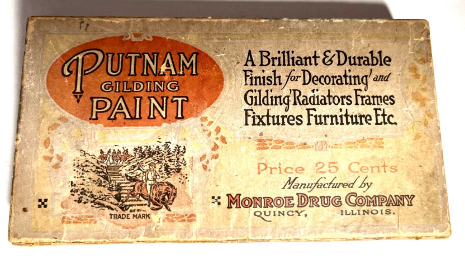 Putnam Gilding Paint Box by Monroe Drug Co., Quincy, IL w/Gen. Putnam Image-RARE