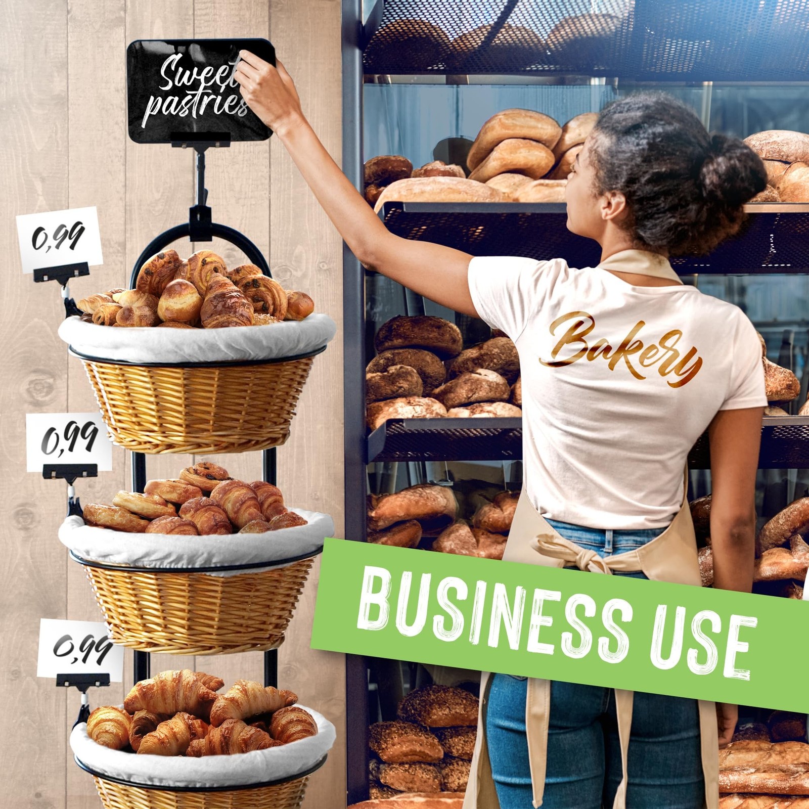 DS THE DISPLAY STORE 4 Tier Retail Display Stand with Wheels & Sign Clips, Br…