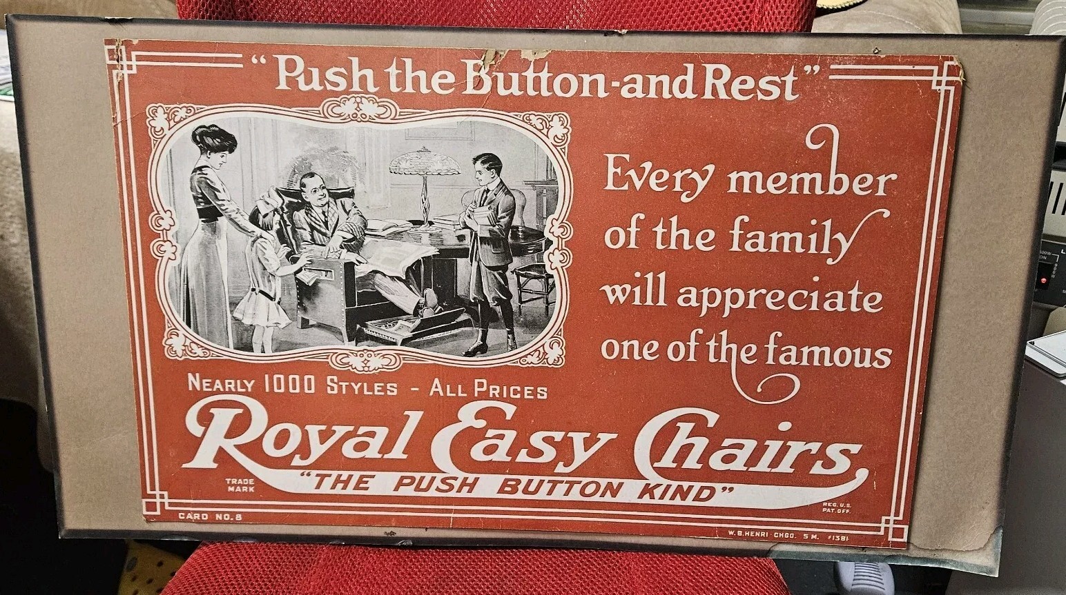 Super RARE Advertising– Royal Easy Chair Store Display Cardboard Poster Card #8