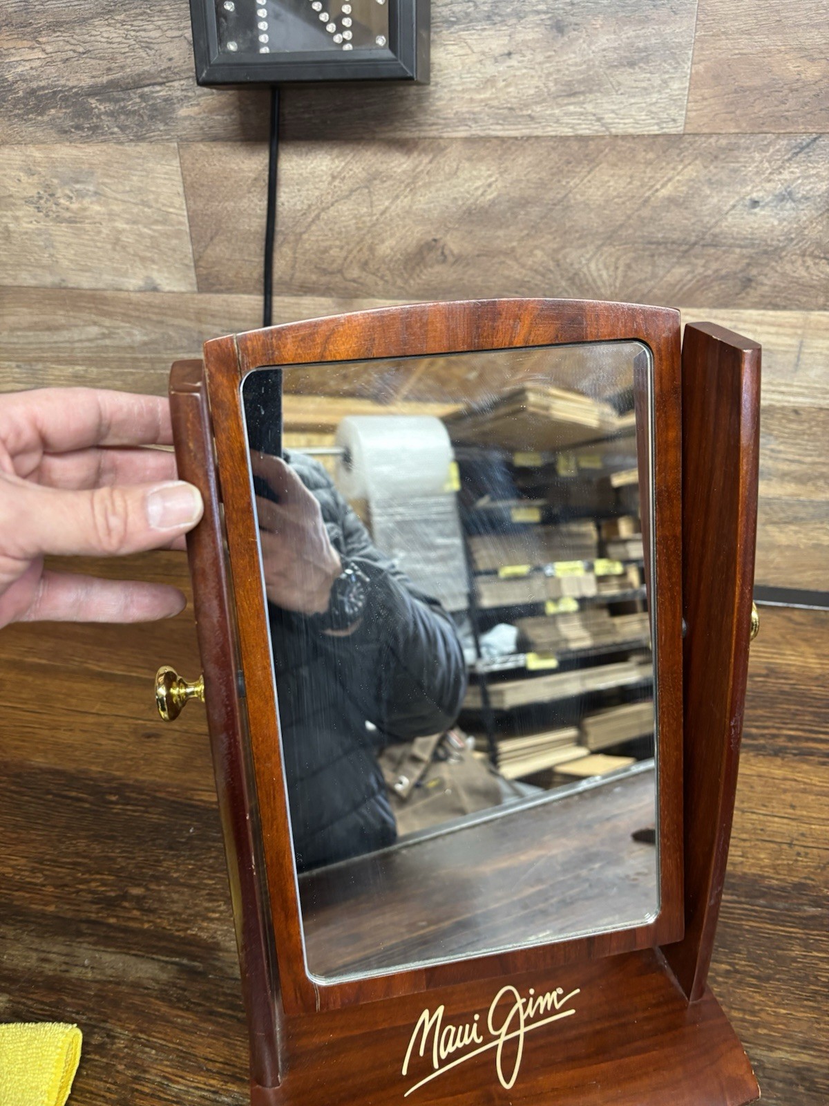 Maui Jim Countertop Wood Mirror Rare Store Marketing 14″ tall