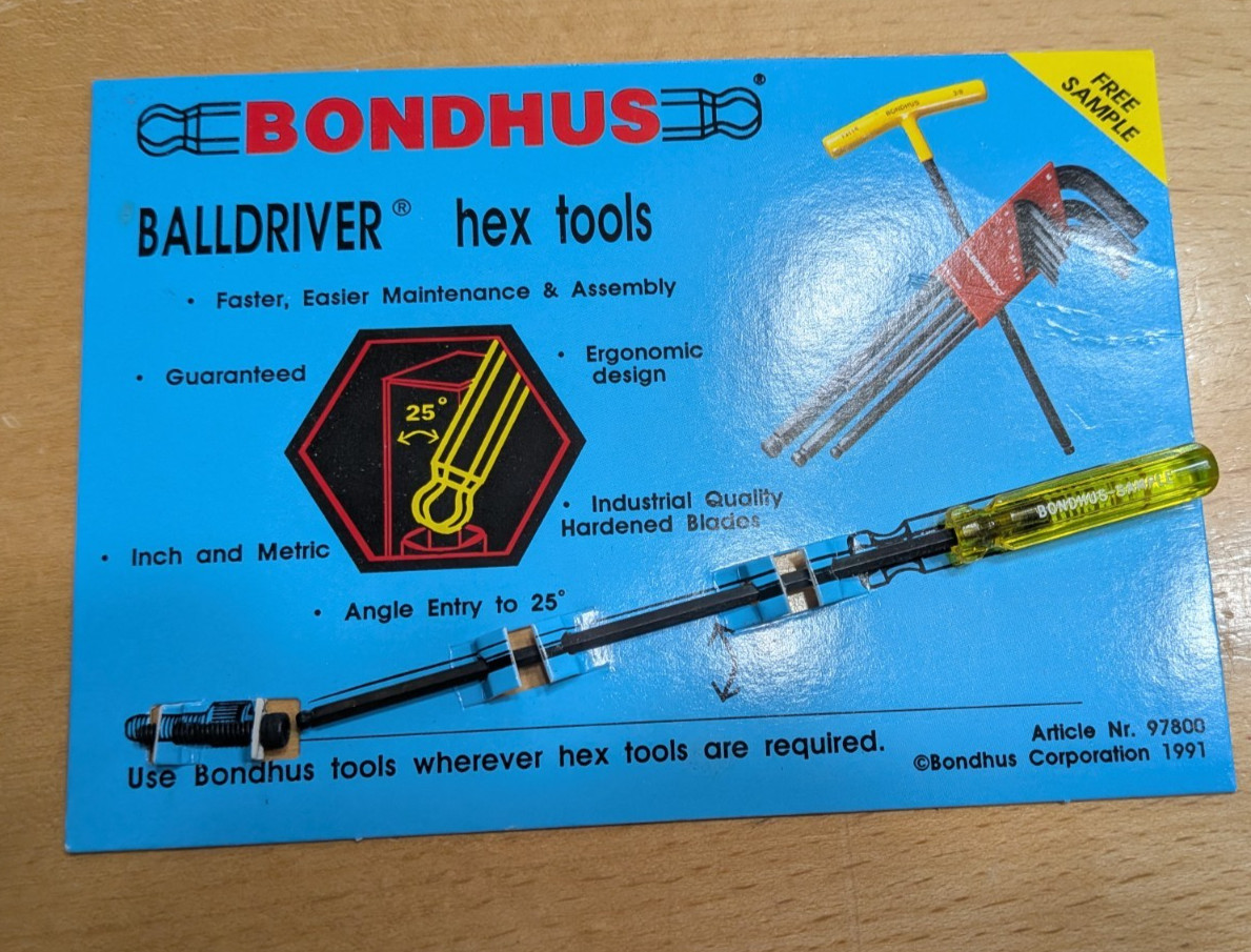 Vintage Bondhus Ball-driver Advertising Salesman’s Sample, NOS, no. 97800