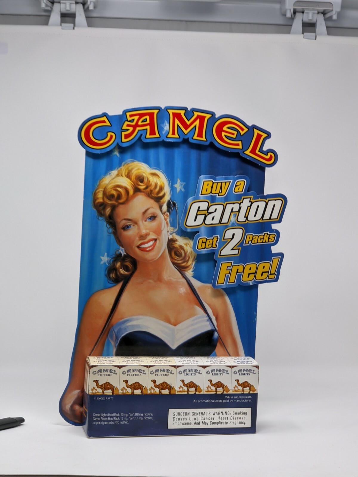 Vintage CAMEL Cigarettes Carton Store Display Advertising Standee 15.5″H x 11″W