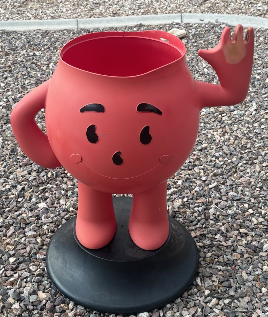 VINTAGE 1970s STORE DISPLAY KOOL-AID MAN 3 FOOT TALL RED ADVERTISING SIGN