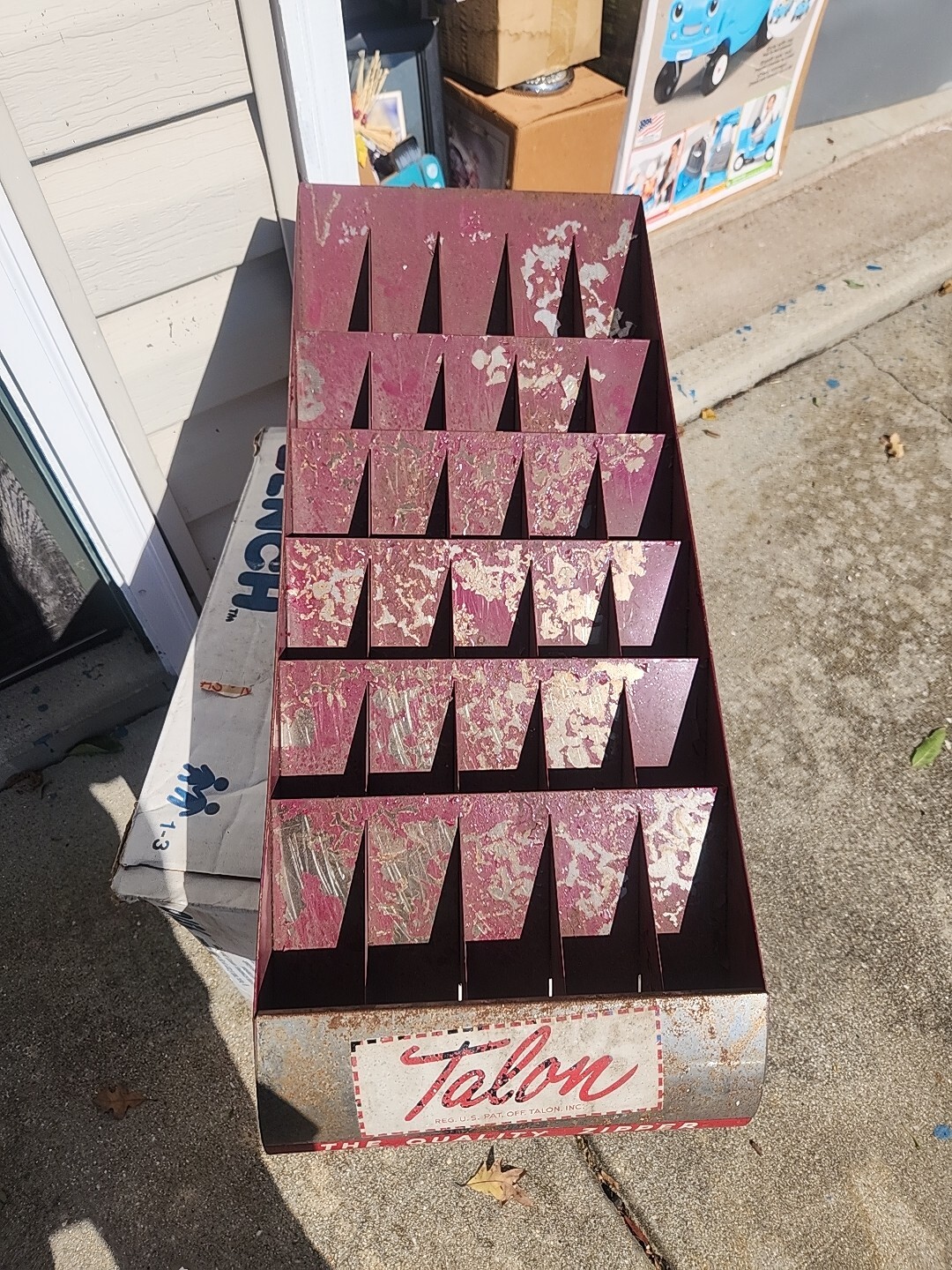Vtg Talon Zipper Store Counter Display Metal Caddy Rack 30 Slot Clothing Store