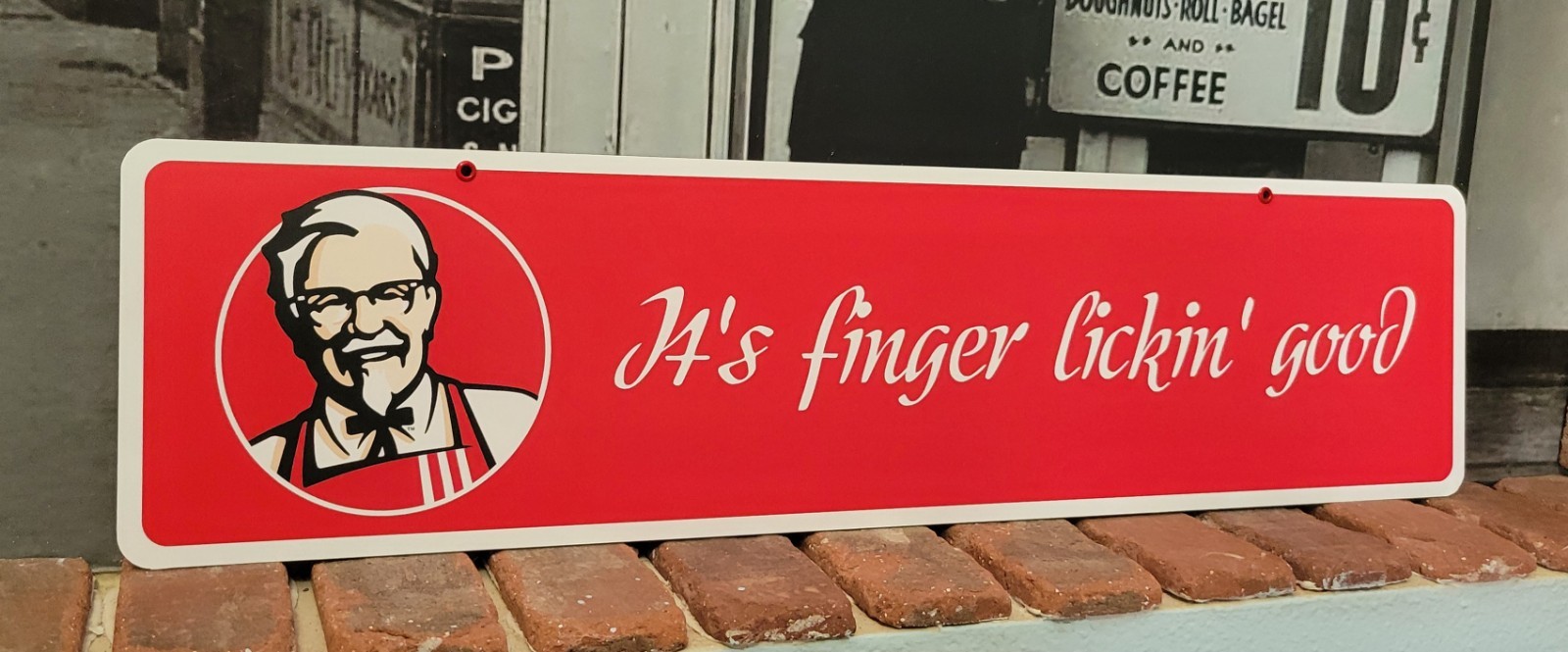KFC slogan aluminum display sign 6″ x 24″